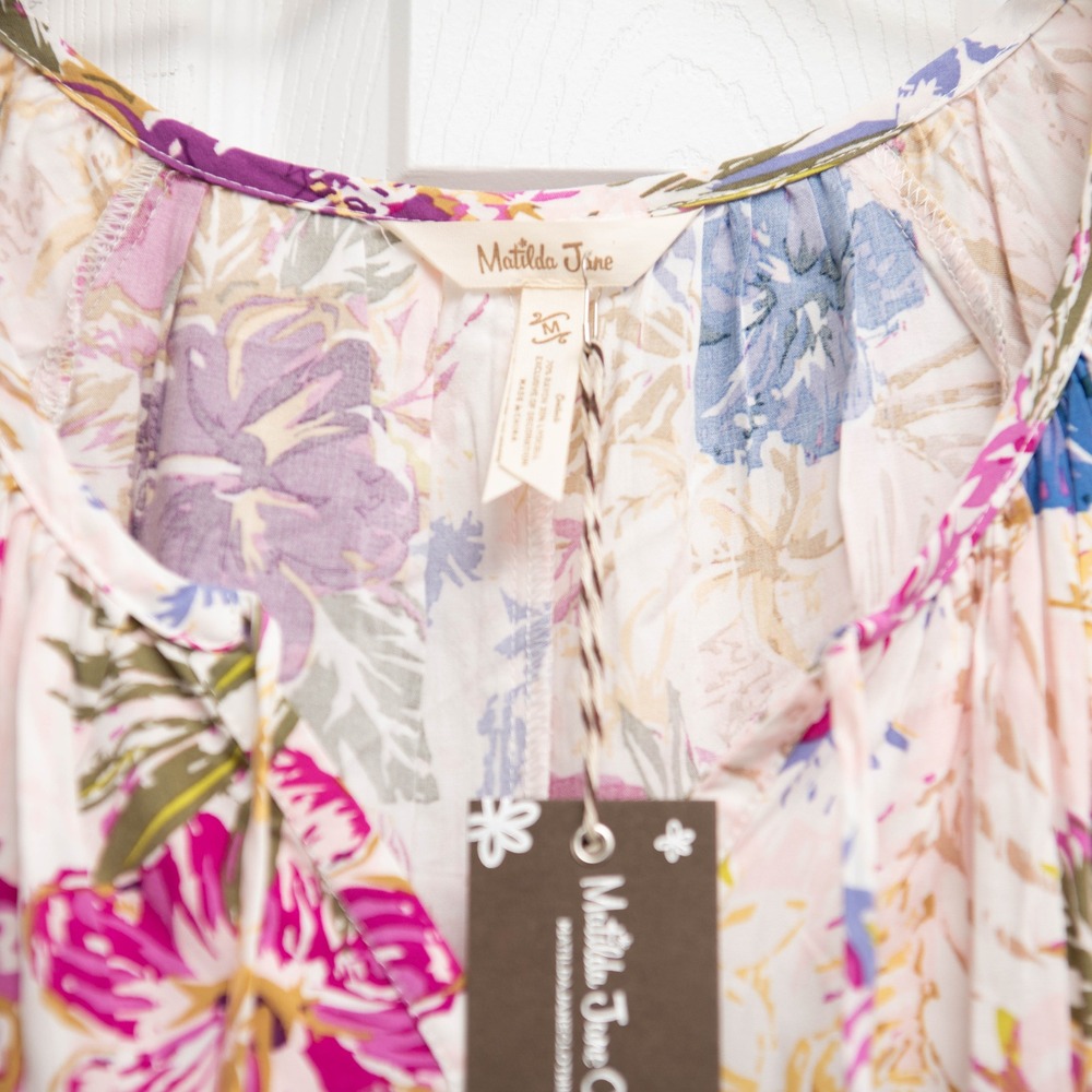 NEW Matilda Jane Sz M Floral Tassel Dress Tiered Boho Whimsical Sundress Peasant - Picture 3 of 5